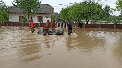 A catastrophic flood in Western Ukraine.